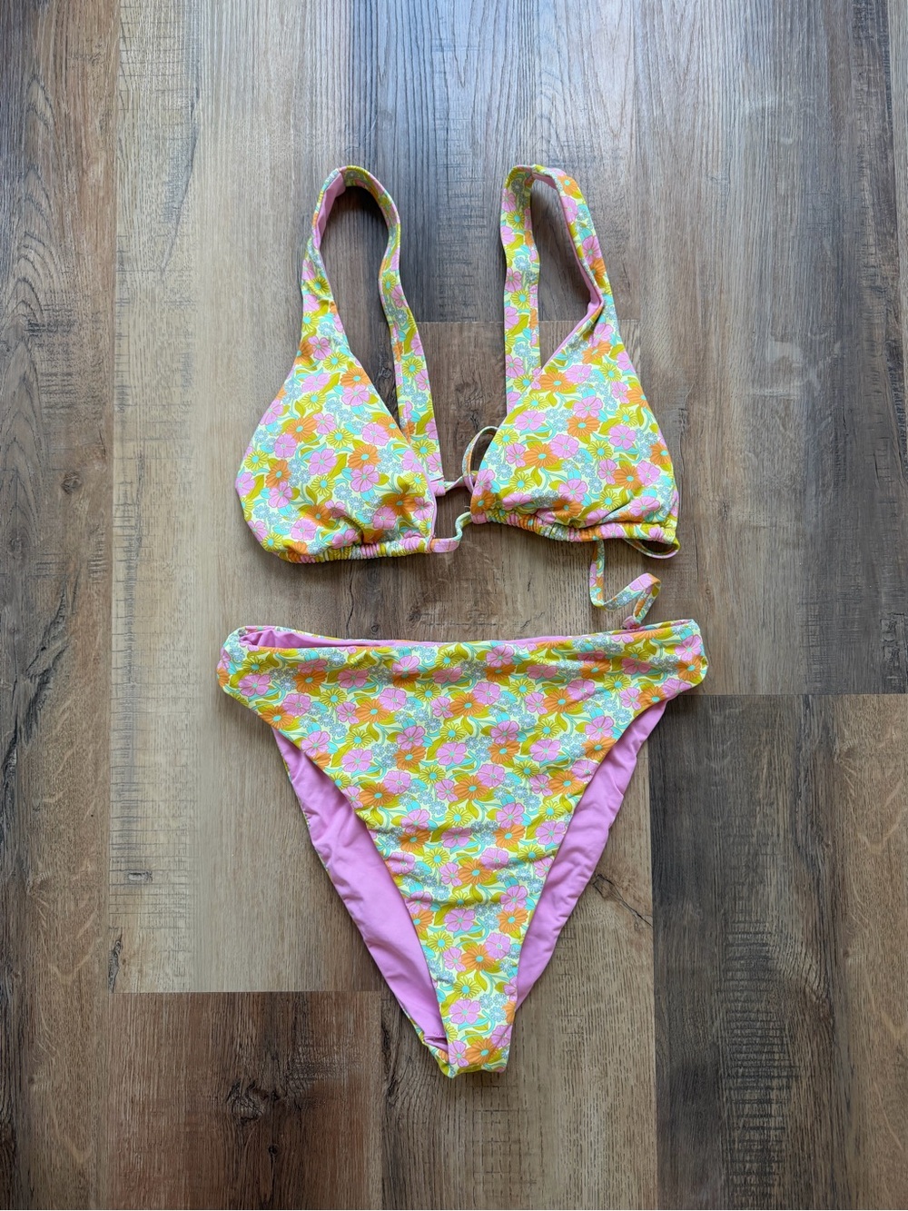 Dippin' Daisy's Pink & Yellow Floral Two-Piece Bikini